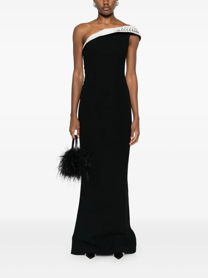 Crystal-Embellished Crepe Dress