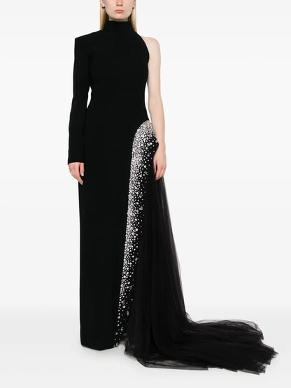 Crystal-Embellished Crepe Dress