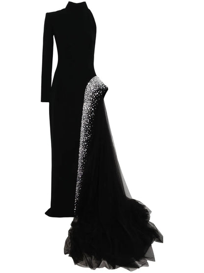 Crystal-Embellished Crepe Dress