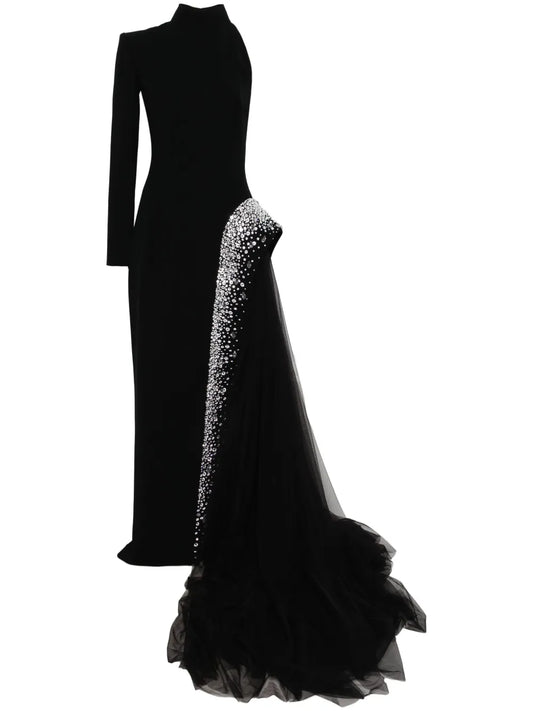 Crystal-Embellished Crepe Dress