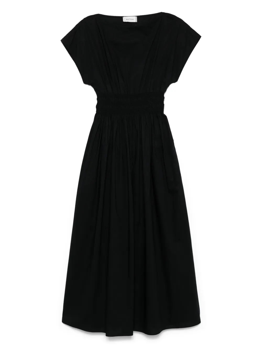 Shirred-Waist Midi Dress
