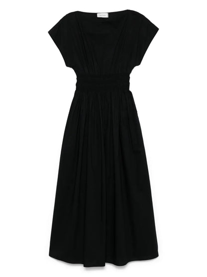 Shirred-Waist Midi Dress