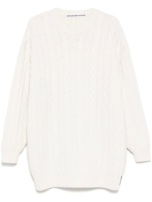 Bead-Hotfix Cable-Knit Dress