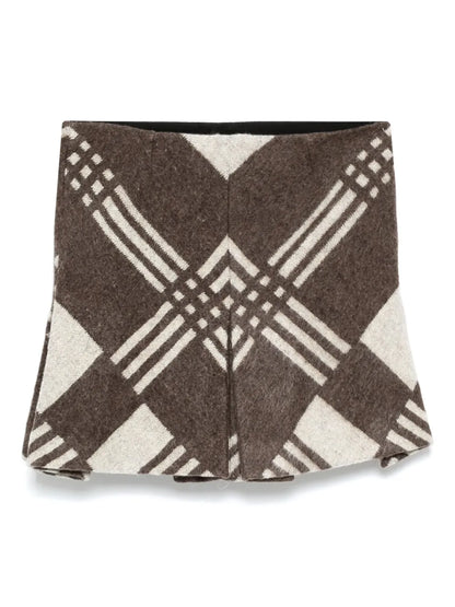 Reconstituted Military Blanket Pleated Skirt