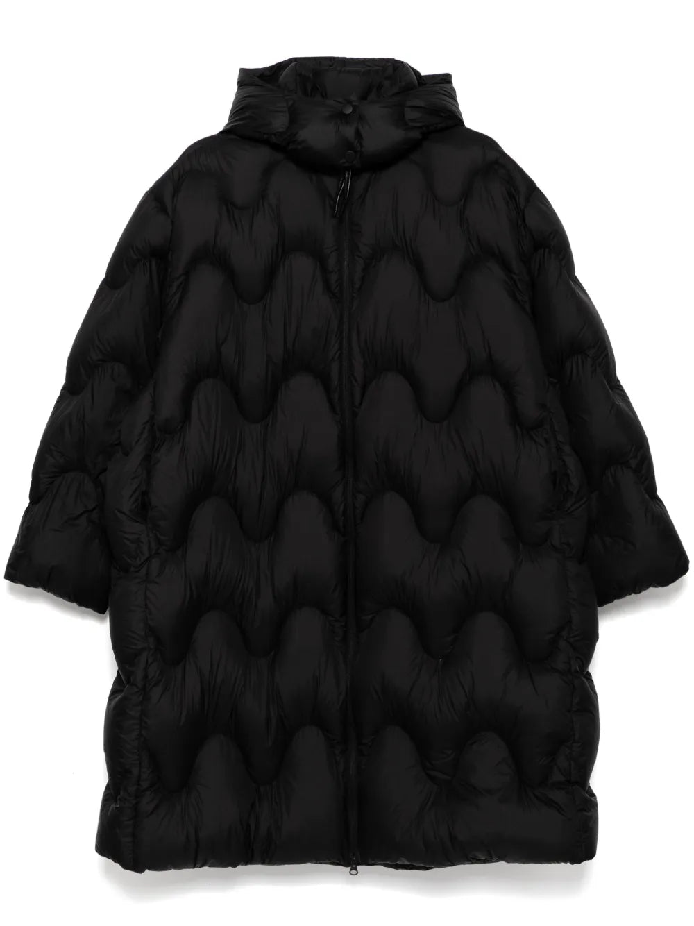 Wavy-Quilted Down Coat