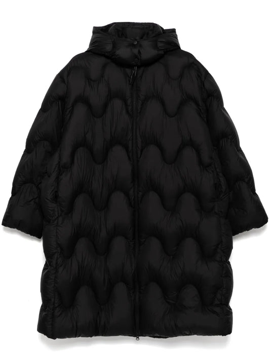 Wavy-Quilted Down Coat