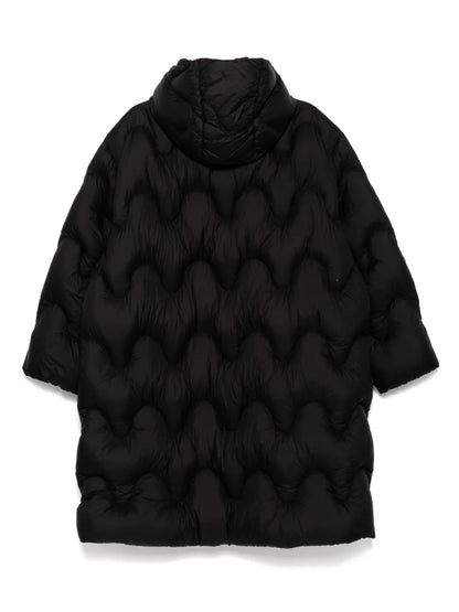 Wavy-Quilted Down Coat