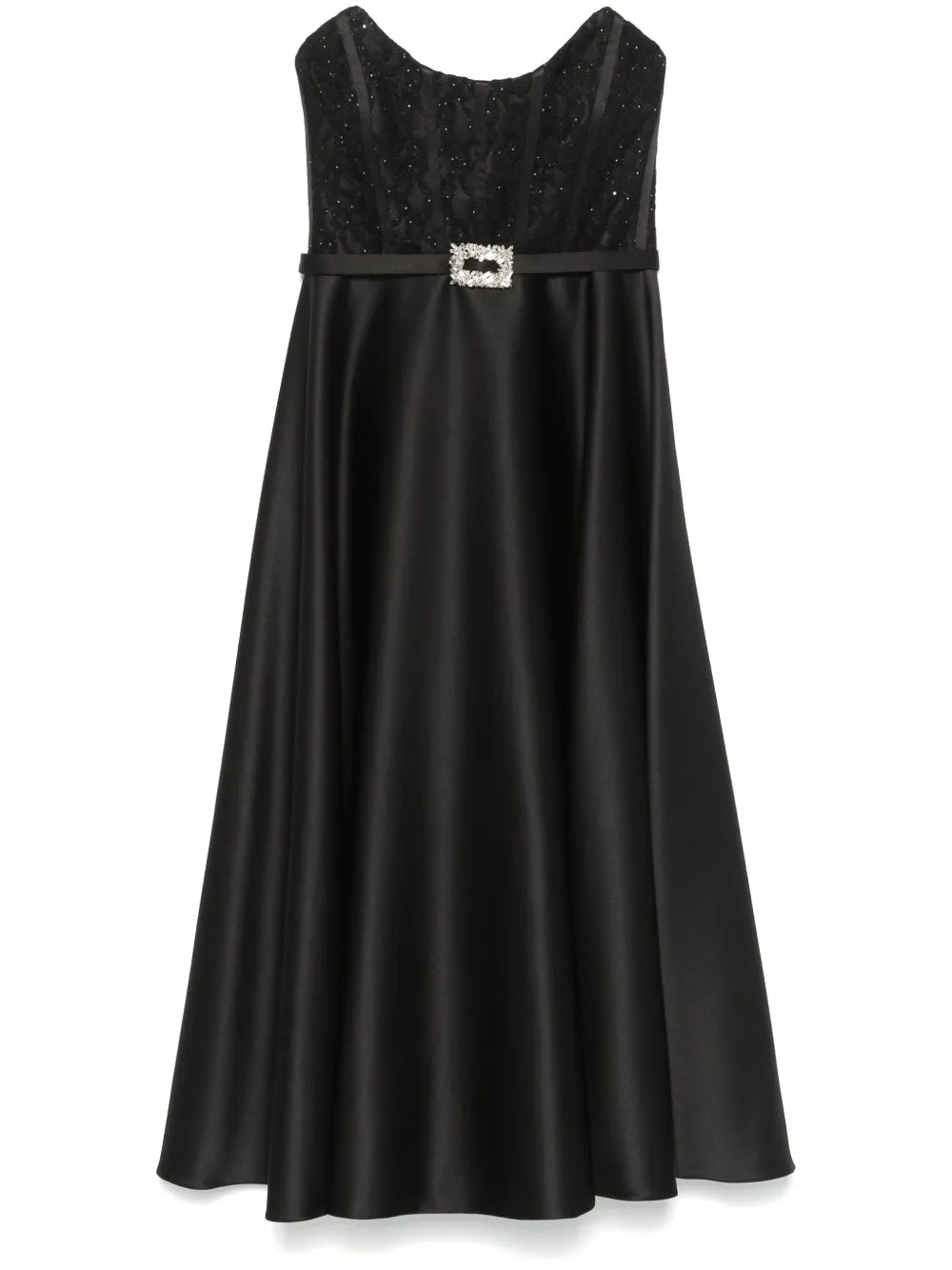 Corset-Style Taffeta Midi Dress