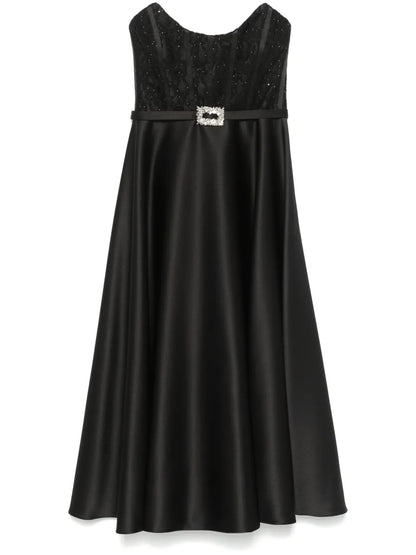 Corset-Style Taffeta Midi Dress
