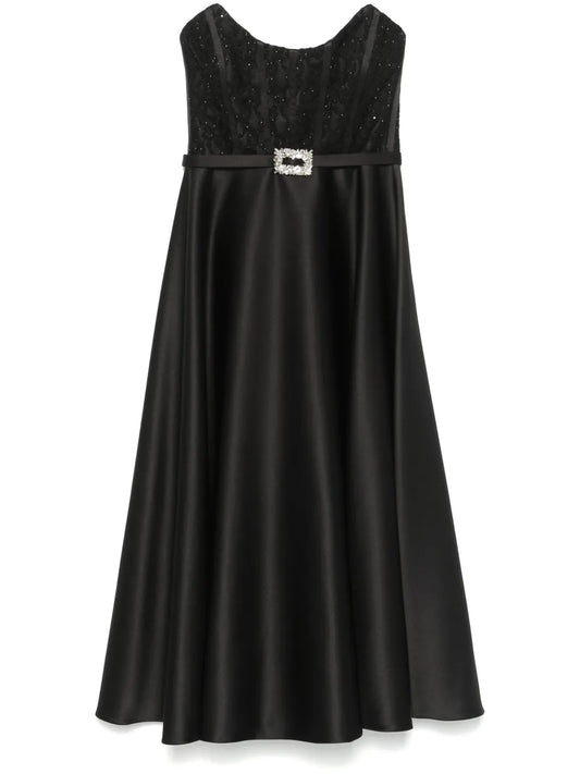Corset-Style Taffeta Midi Dress