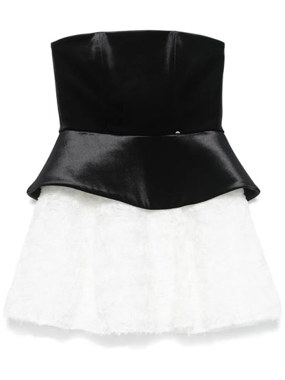 Petal-Layer Velvet Mini Dress