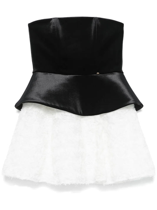 Petal-Layer Velvet Mini Dress