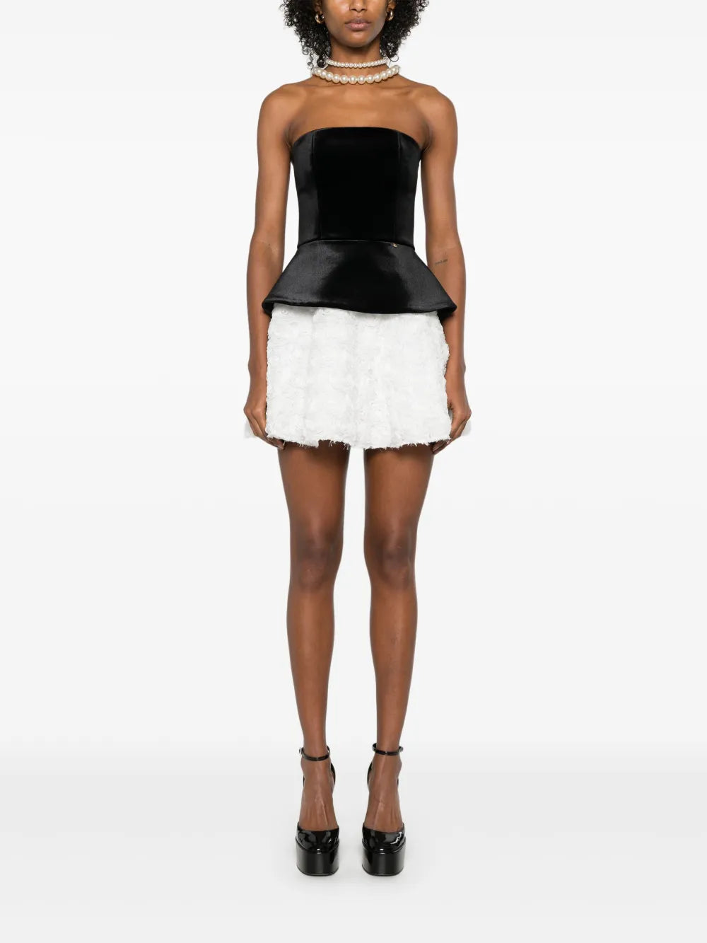 Petal-Layer Velvet Mini Dress