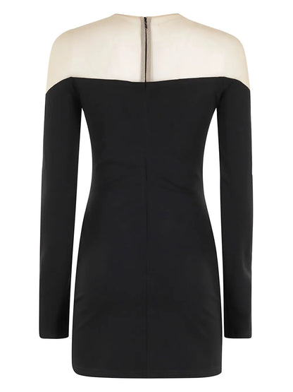 Mesh-Panelling Mini Dress