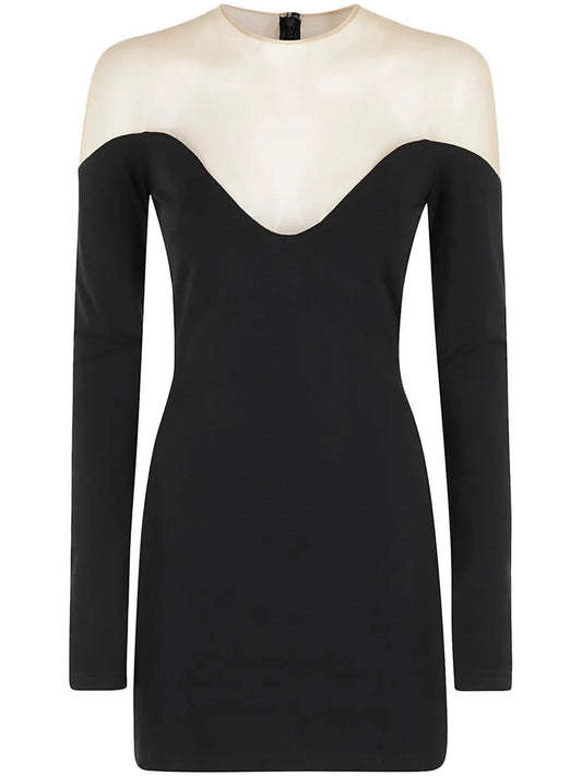 Mesh-Panelling Mini Dress