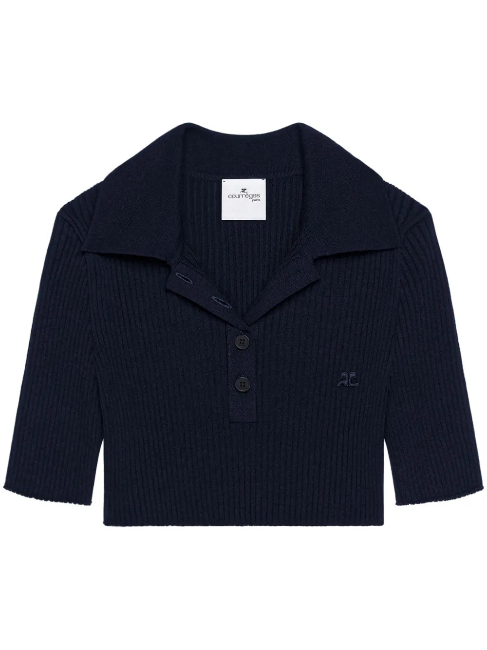 Knitted Cropped Polo Top