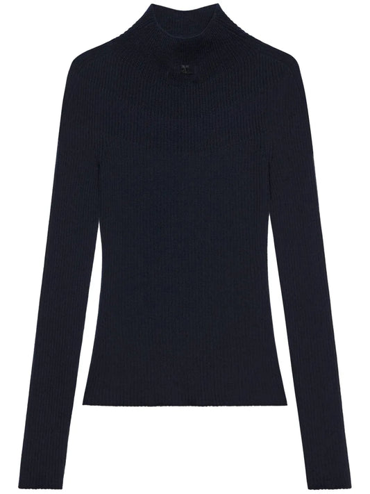 Mock-Neck Ribbed Jumper
