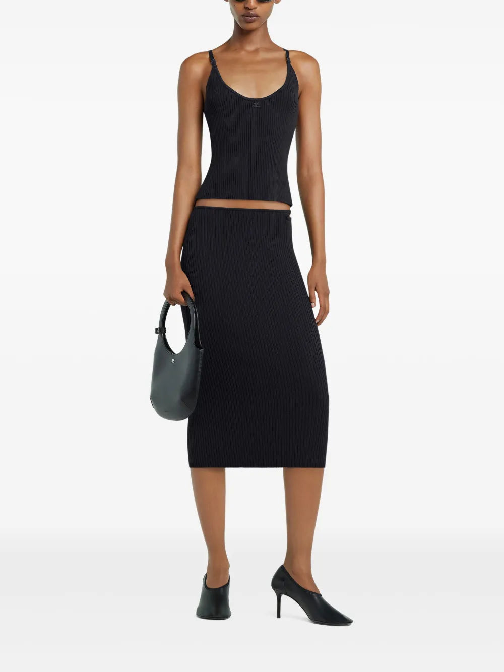 Ribbed-Knit Midi Skirt