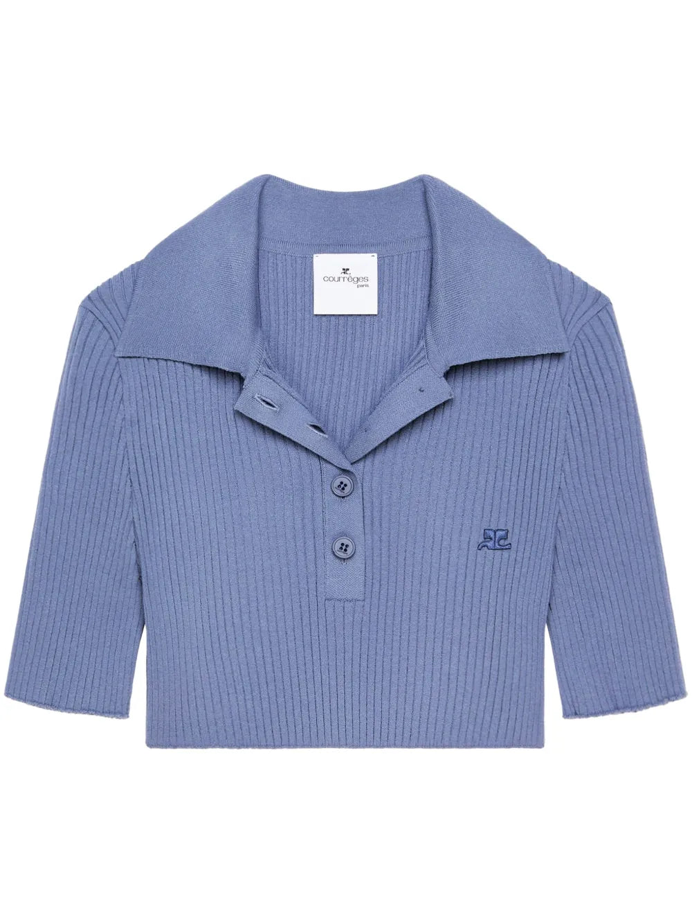 Knitted Cropped Polo Top