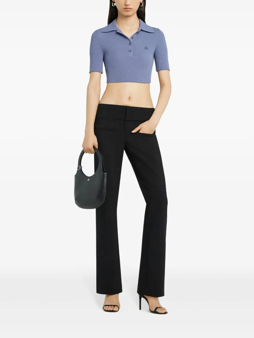 Knitted Cropped Polo Top
