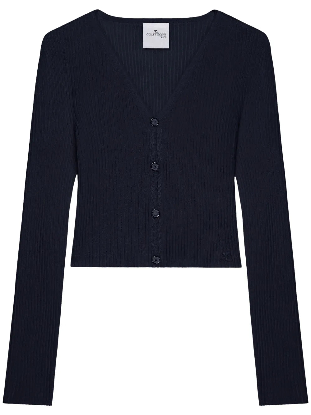 Cropped Fine-Ribbed Cardigan