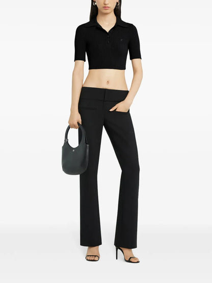 Knitted Cropped Polo Top