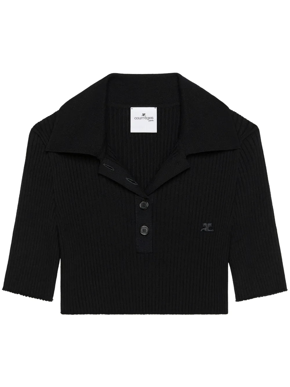 Knitted Cropped Polo Top