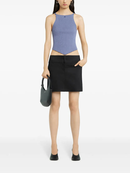 Pointy Ribbed-Knit Tank Top