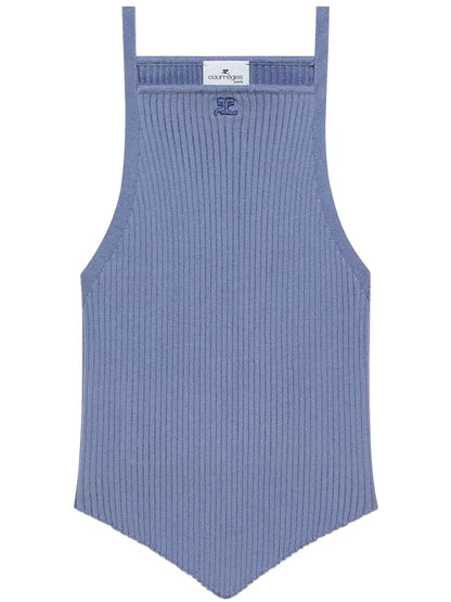 Pointy Ribbed-Knit Tank Top
