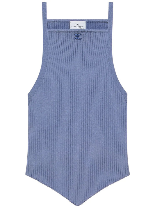 Pointy Ribbed-Knit Tank Top