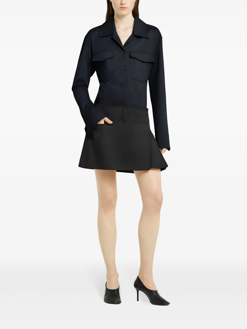 Belted Pleated Mini Skirt