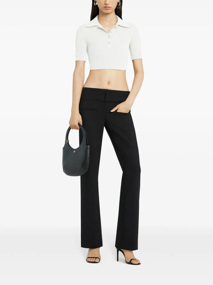 Knitted Cropped Polo Top