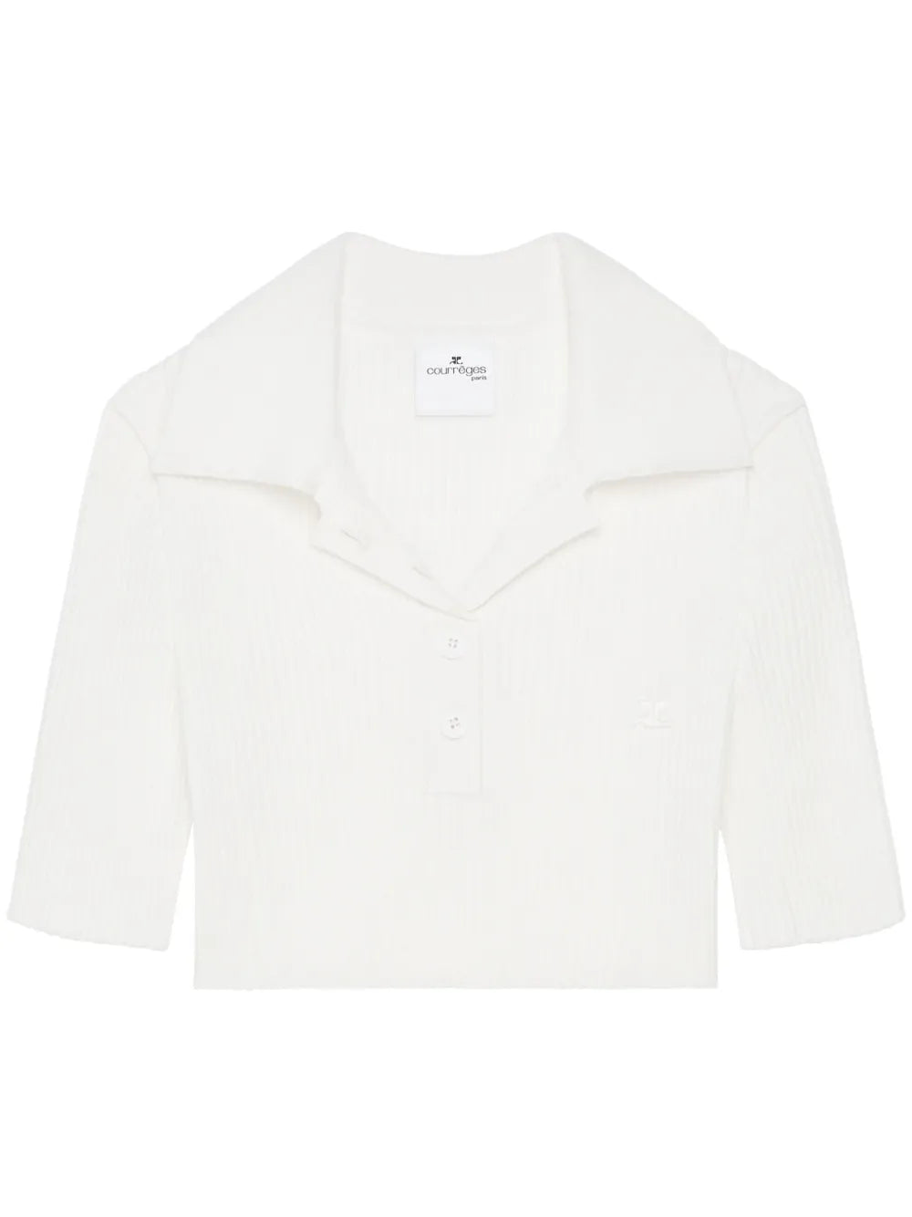 Knitted Cropped Polo Top