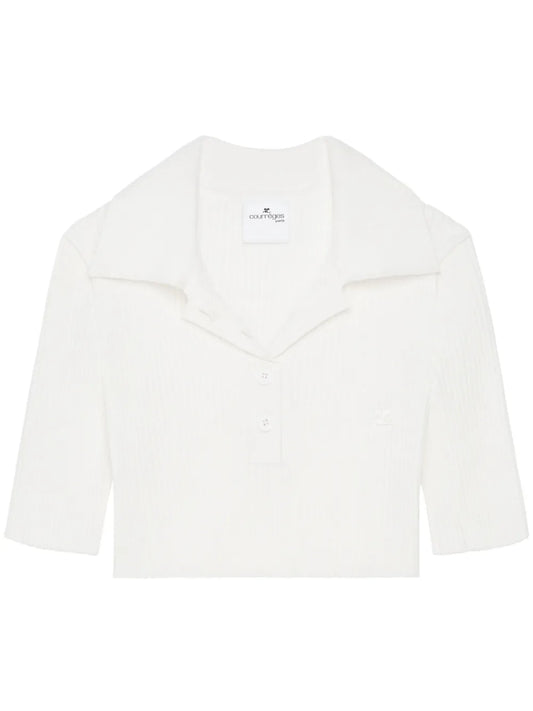 Knitted Cropped Polo Top