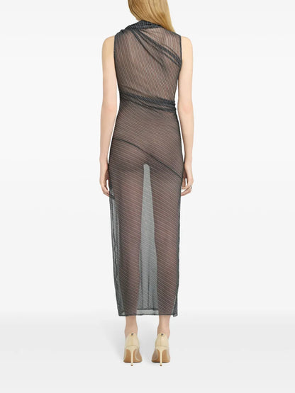 Draped Mesh Dress