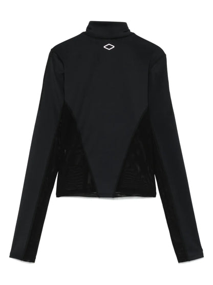 Mesh-Detail Jersey Top
