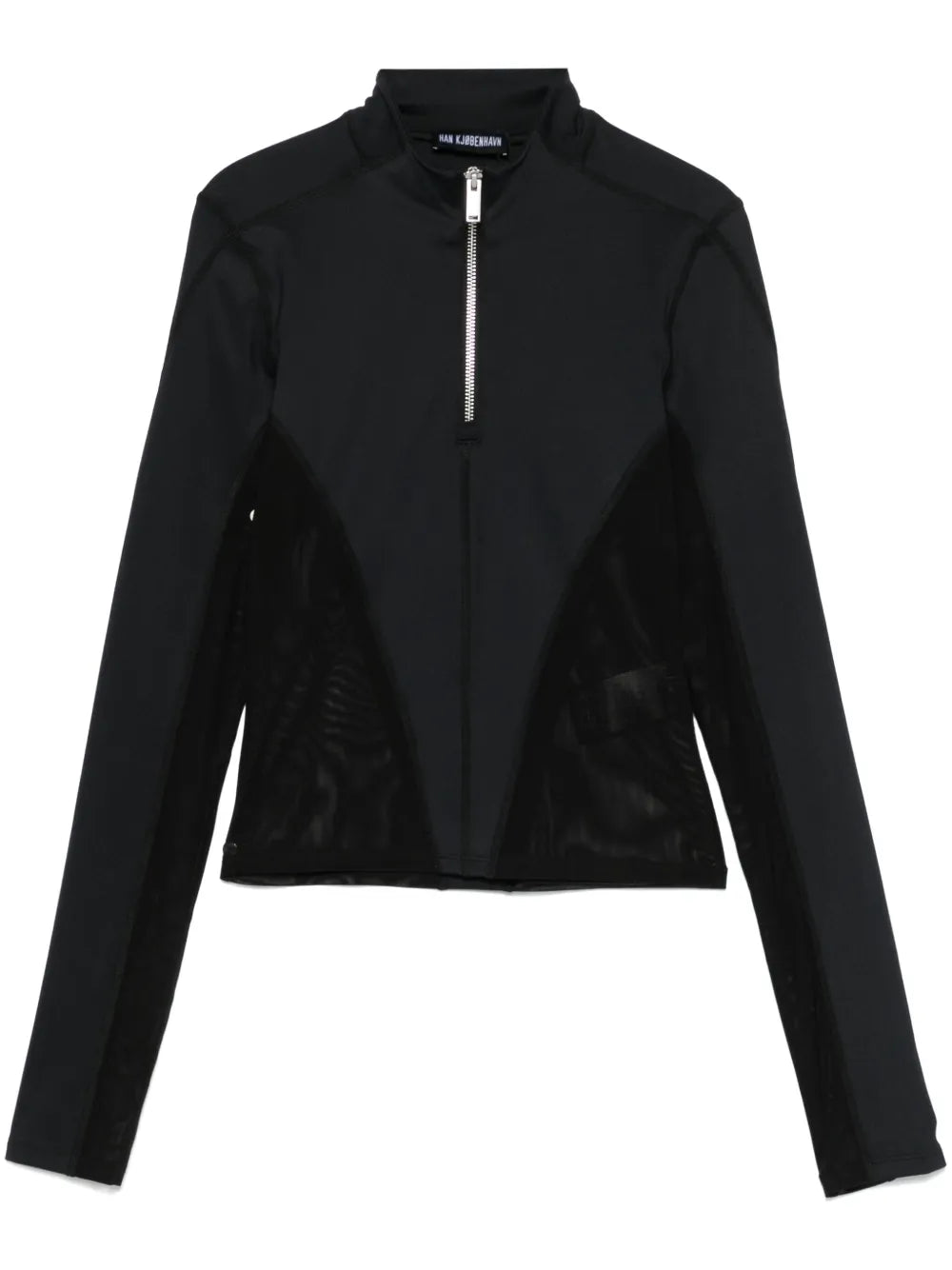 Mesh-Detail Jersey Top