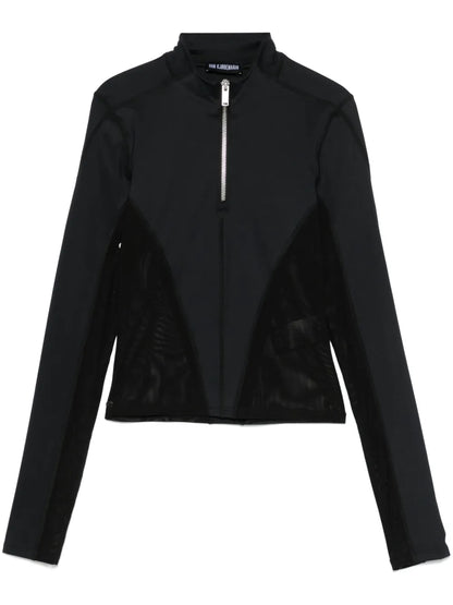 Mesh-Detail Jersey Top