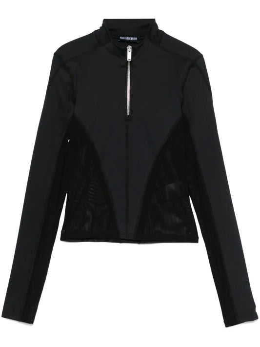 Mesh-Detail Jersey Top