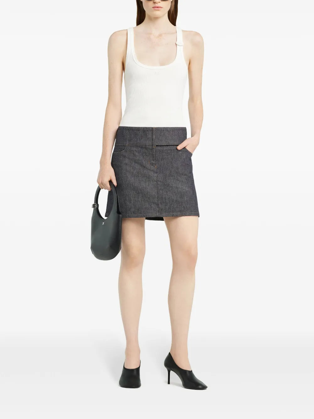 Belted Denim Mini Skirt