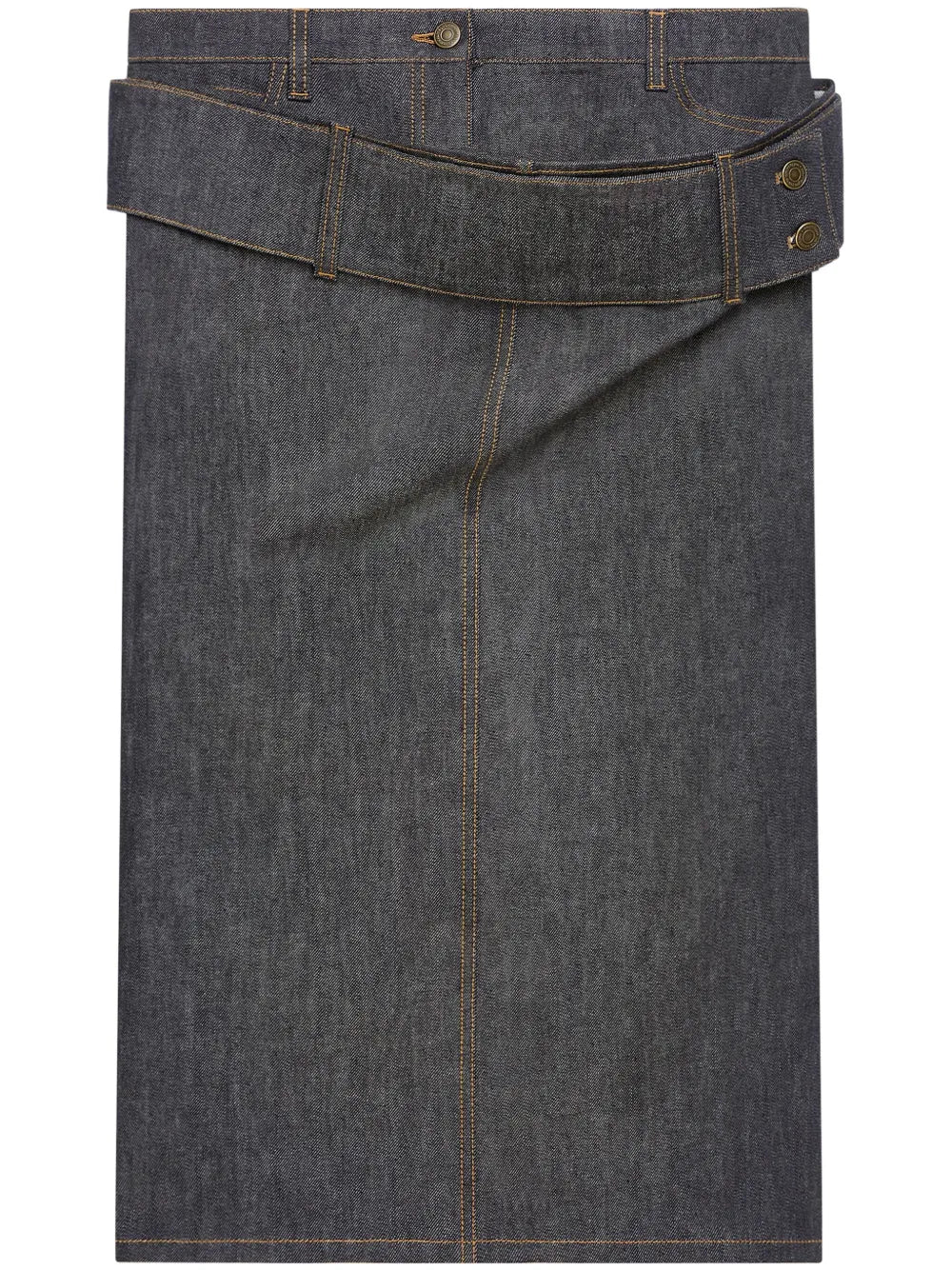 Double-Belt Denim Skirt
