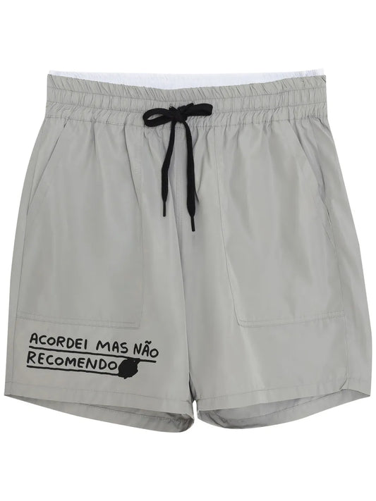 Slogan-Print Track Shorts