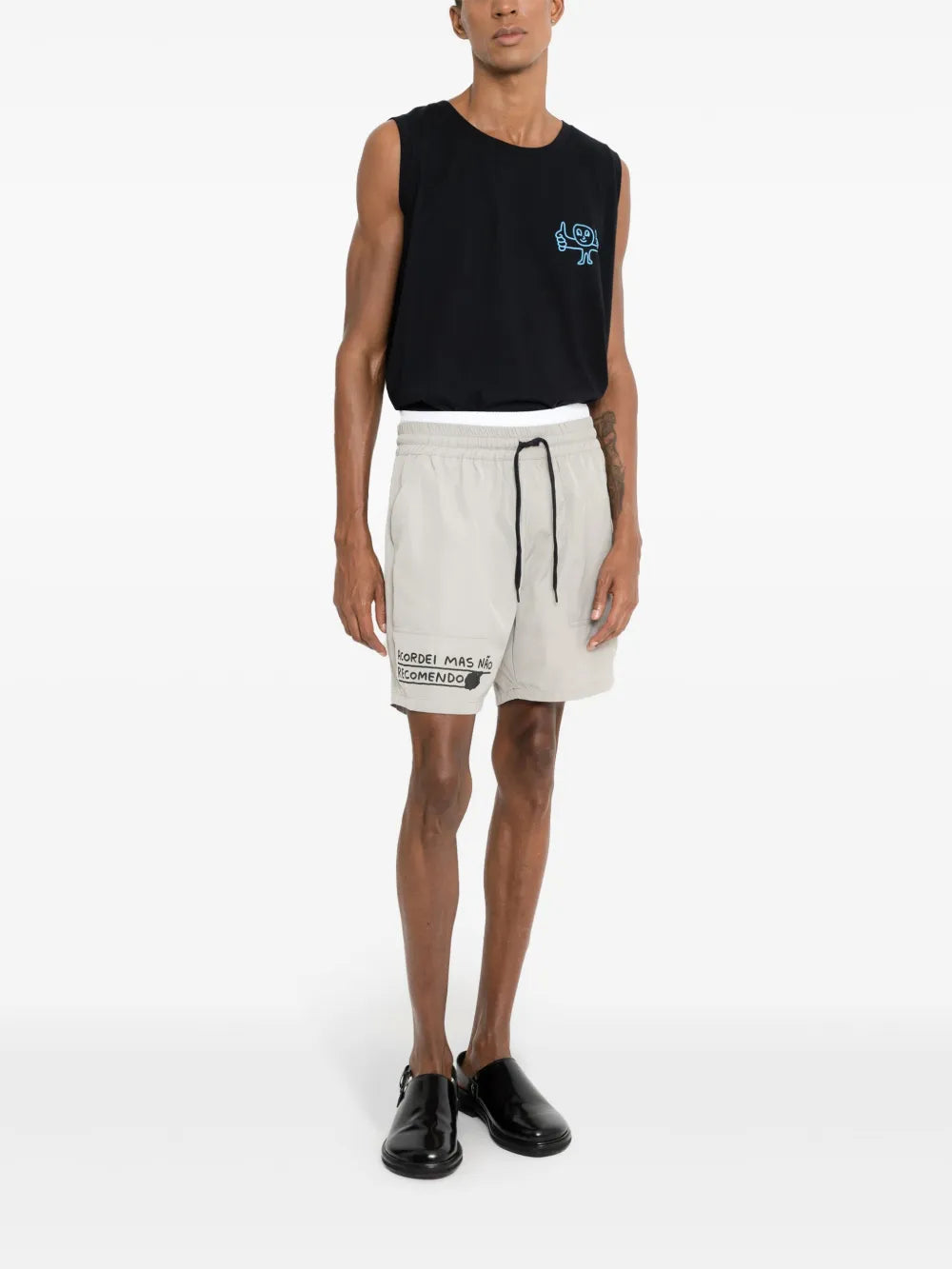 Slogan-Print Track Shorts