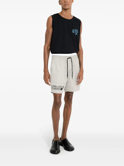 Slogan-Print Track Shorts