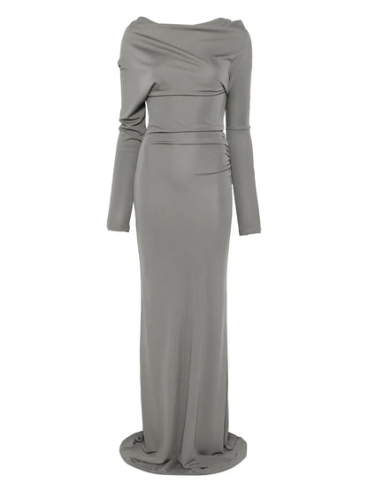 One-Shoulder Draped Maxi Dress