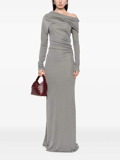 One-Shoulder Draped Maxi Dress