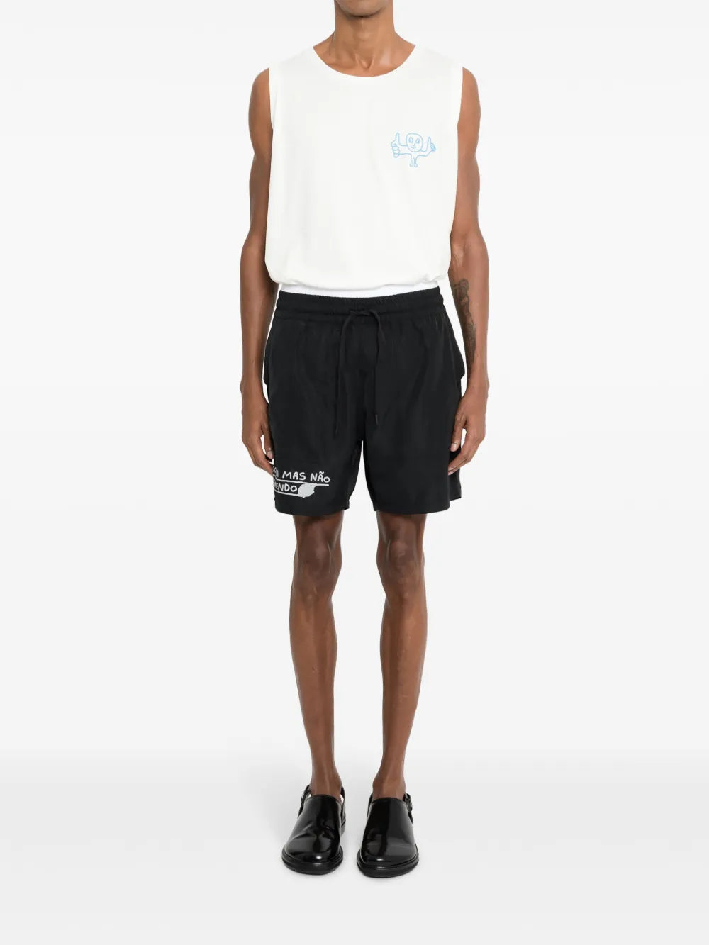 Slogan-Print Track Shorts