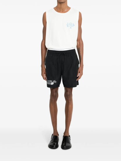 Slogan-Print Track Shorts