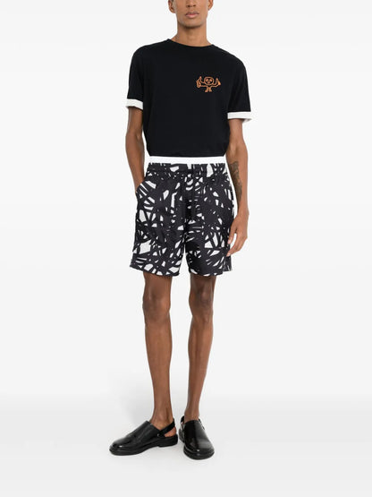 Abstract-Print Track Shorts