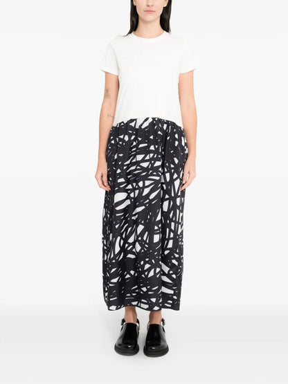 Scribble-Print Maxi Dress